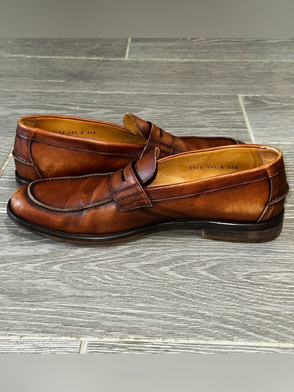 Mezlan Calfskin Penny Loafer Men’s 10.5M Cognac Slip On Shoes Hand Crafted